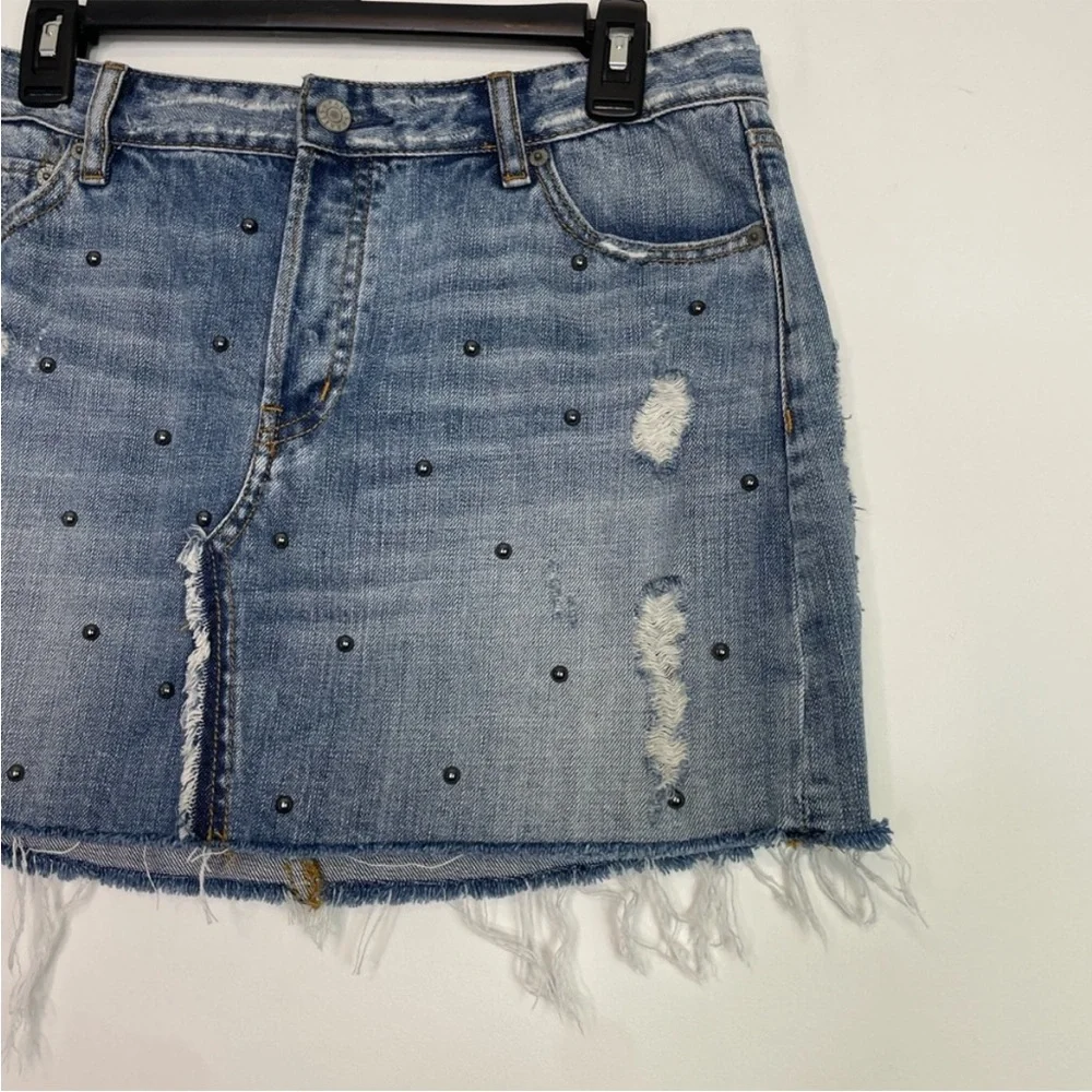 Rails Wynonna Medium Vintage All Over Studded Distressed Jean Mini Skirt. SZ 29